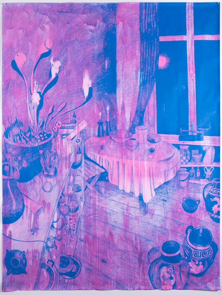The Kitchen, pencil and ink on paper, 200X150 cm, 2019. Sold